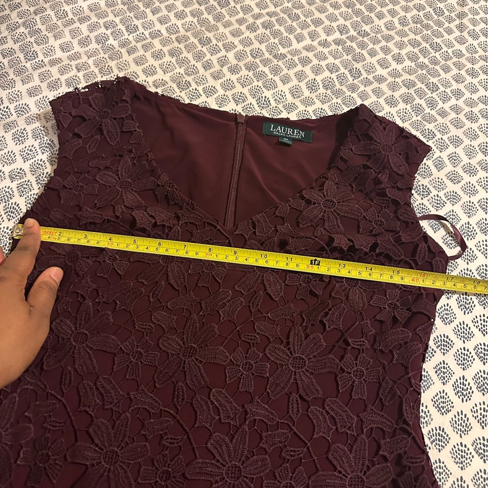 LAUREN RALPH LAUREN BEAUTIFUL BURGUNDY LACE CASUAL COCKTAIL ,PARTY DRESS… - Picture 11 of 15